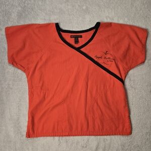 Apple Bottoms by Nelly Red Scrub Top Short Sleeve Size M